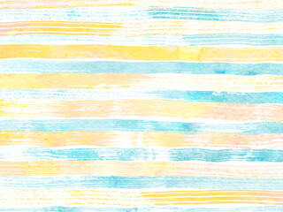 荒々しい筆タッチで描いた水彩絵の具のボーダー背景　ブルーとイエロー