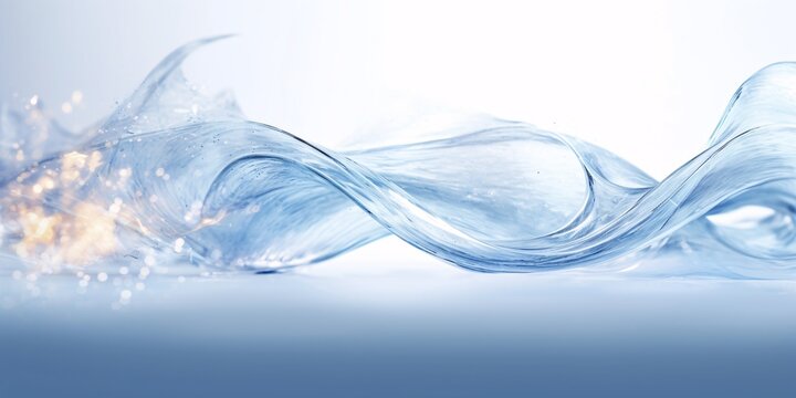 Elegant water wave. Abstract background with bokeh defocused lights. 3D rendering