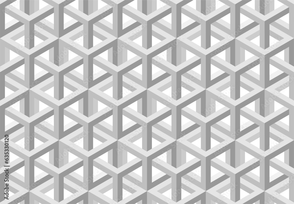 Wall mural grey cube 3d geometric seamless pattern. vector repeating texture.