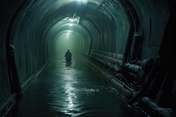Drowning in a dark, abandoned underwater tunnel.