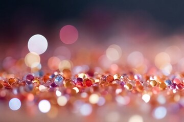 Splash from gemstone particles. Аbstract background with bokeh defocused lights. Glittering lights background. Abstract background with bokeh defocused lights. 3D rendering