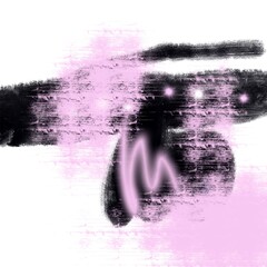 Beautiful, abstract background in black and pink tones. Bold brush painting. For design and decor.