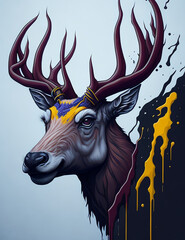Deer head illustration of the essence of nature's beauty, depicting the regal presence of this majestic creature.