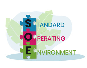 SOE - Standard Operating Environment acronym. business concept background. vector illustration concept with keywords and icons. lettering illustration with icons for web banner, flyer