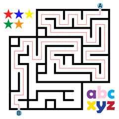 Maze game illustration,Labyrinth vector design for kids.