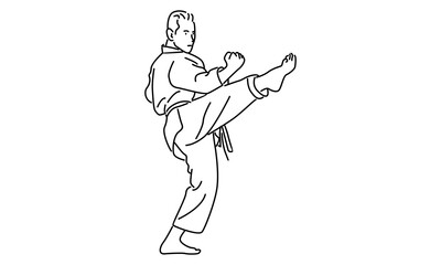 line art of man practicing karate combat © barnawi