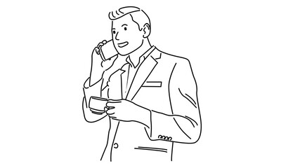 line art of man talking on mobile phone