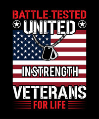 United in strength, Veterans day t-shirt design, t-shirt design,  USA t-shirt, 4th july, American flag, state of  America, Independence Day, banner, t shirt design for print,  colorful.