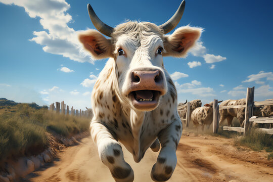 crazy cow, AI generated