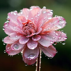 The intricate details of a delicate flower petal covered in morning dew, using a macro lens to reveal the delicate droplets and the textures that make up the unique beauty of nature