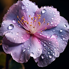 The intricate details of a delicate flower petal covered in morning dew, using a macro lens to reveal the delicate droplets and the textures that make up the unique beauty of nature