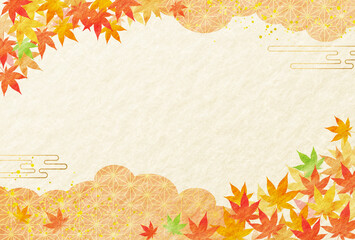 秋・水彩風の紅葉・敬老の日・お歳暮・ 高級感のある和柄 和紙