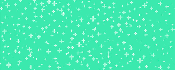 Medical cross and plus background. Abstract seamless turquoise background for hospital and pharmacy. Geometrical shapes ornament. Vector backdrop