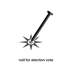 Nail for election vote in grayscale icon. Vector illustration of vote equipment element in trendy style. Editable graphic resources for many purposes. - obrazy, fototapety, plakaty