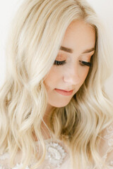 Naklejka premium closeup of beautiful ethereal blonde woman with makeup