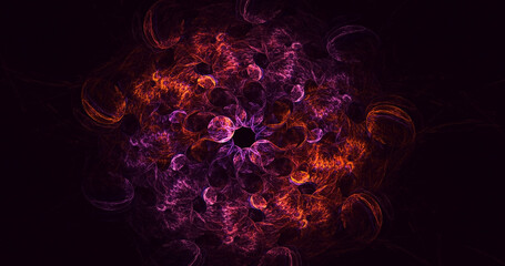 3D rendering abstract multicolor supernova fractal light background