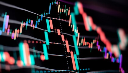 Stock market or forex trading graph and candlestick chart suitable for financial investment concept.