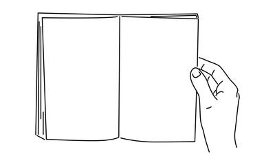 line art of hands holding book