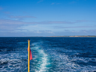 View Leaving the Isle of Scilly, Cornwall, England, UK.