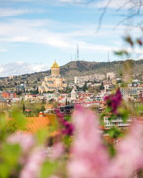 Fototapeta View to the Old Tbilisi in spring