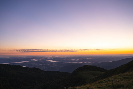 Sunrise above the mountains in the Pyrenees