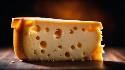 Cheese on rustic wooden table. Generated with AI