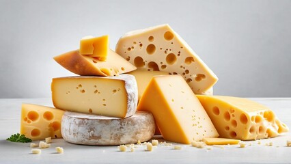 Various types of cheese. Generated with AI