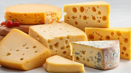 Various types of cheese. Generated with AI