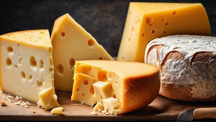 Various types of cheese. Generated with AI