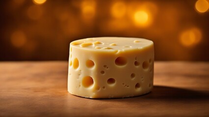 Various types of cheese on rustic wooden table, Generated with AI