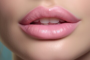 Close up of female lip. Closeup Exploration of Beauty and Lipstick Artistry