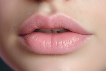 Fototapeta premium Close up of female lip. Closeup Exploration of Beauty and Lipstick Artistry