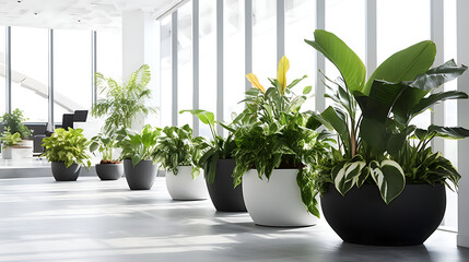 Salle de travail dans un univers de verdure