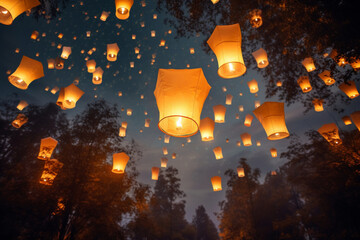 Lanterns in the night sky, mid-autumn day in China 5