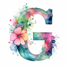Generic logo luxury watercolor floral alcohol ink with letter G