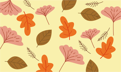 Fototapeta na wymiar Hand drawn autumn leaves background logo