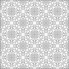 Vector pattern with symmetrical elements . Modern stylish abstract texture. Repeating geometric tiles from striped elements.Black and white pattern.