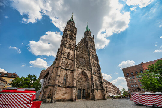Nuremberg Germany, city skyline at St. Lorenz Church