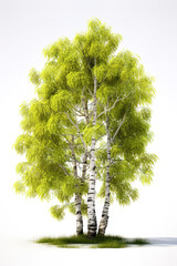 Image of aspen tree on white background. Nature. Illustration, Generative AI. - obrazy, fototapety, plakaty
