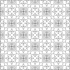 Vector pattern with symmetrical elements . Modern stylish abstract texture. Repeating geometric tiles from striped elements.Black and white pattern.