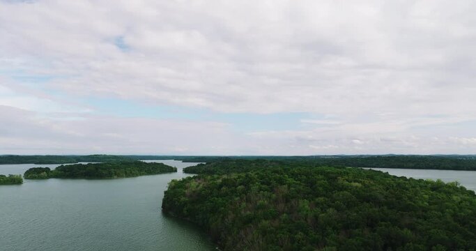Aerial View Of Islands In Percy Priest Lake In Hermitage, Tennessee, USA.