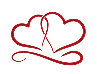 The symbol of a red stylized hearts.
