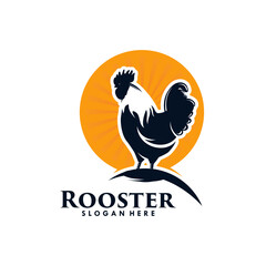 Rooster silhouette logo design template