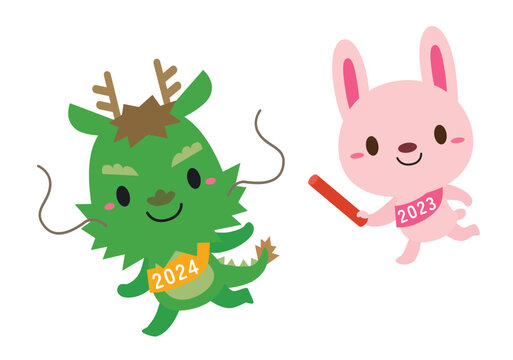 バラ売り不可】うさぎ辰とピスケ辰と木製ハガキ2024