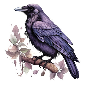 recommend clip art: raven on a branch clipart, watercolor, clip art, water color