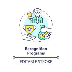 2D editable recognition programs thin line icon concept, isolated vector, multicolor illustration representing unretirement.