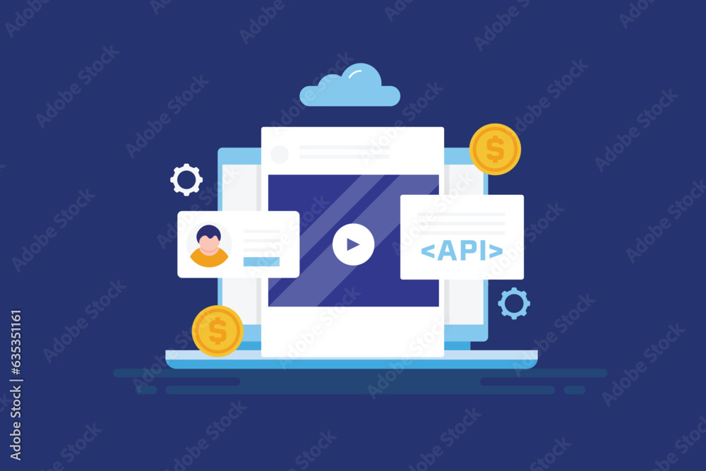 Wall mural api integration with cloud server collecting digital advertising and customer data from social media