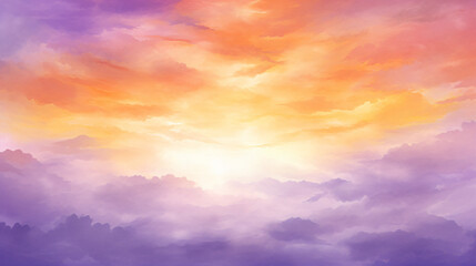Naklejka na ściany i meble Abstract watercolor background sunset sky