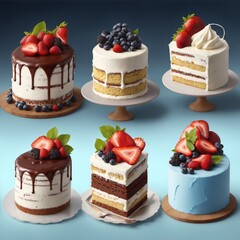 Assortment of delicious cakes Generative AI