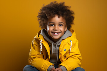 Generative ai studio portrait of cute little african dark skin boy on different colour backgrounds